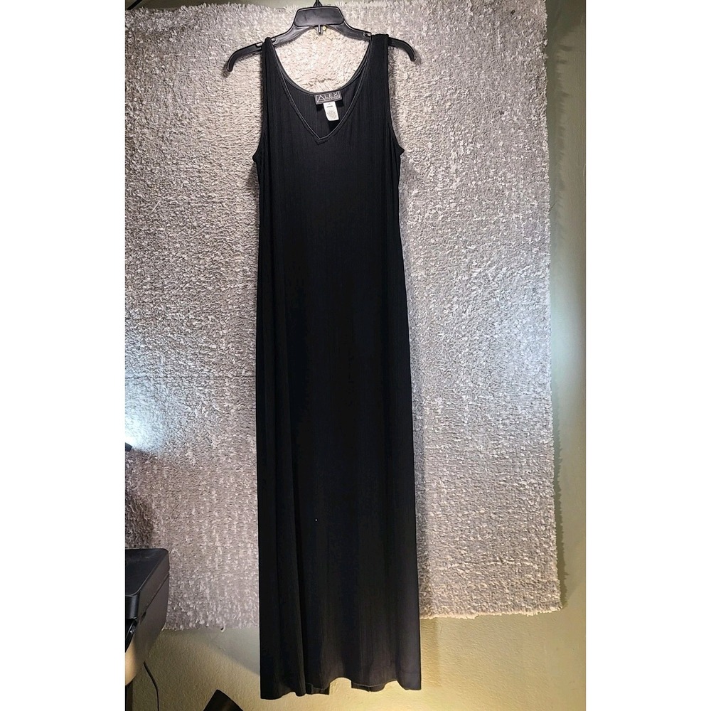 Alex Evenings Textured Slinky Maxi Dress Womens 14 Sleeveless Stretch Back Slit‎